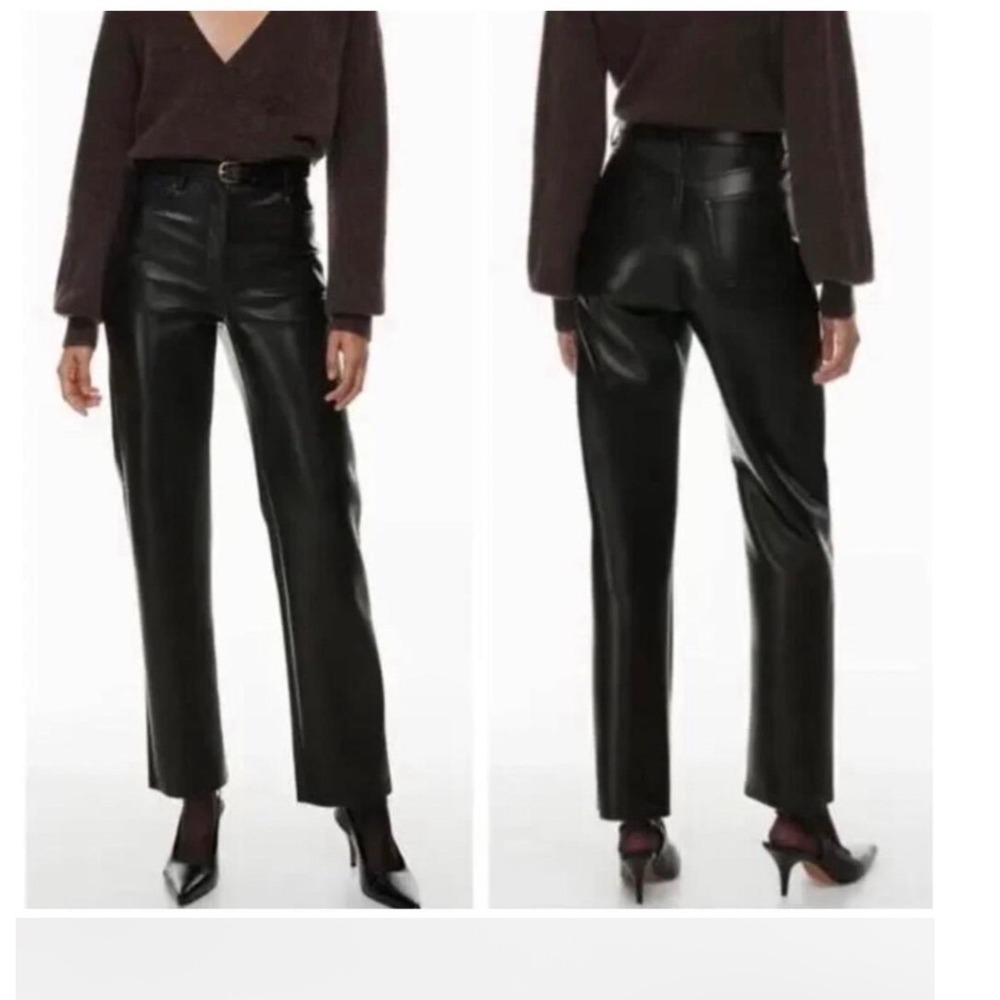 Wilfred The Melina Pant Women 6 Black Faux Leather High Rise Straight Leg